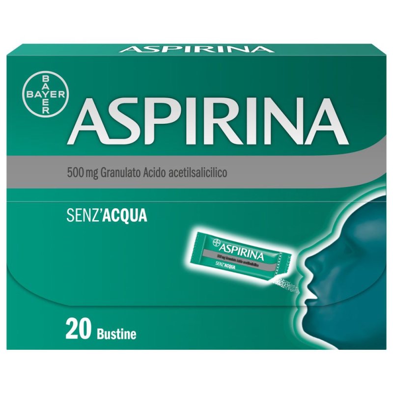 Aspirina Granulato - Trattamento sintomatico di mal di testa, febbre e dolori da lievi a moderati - 20 bustine 500 mg