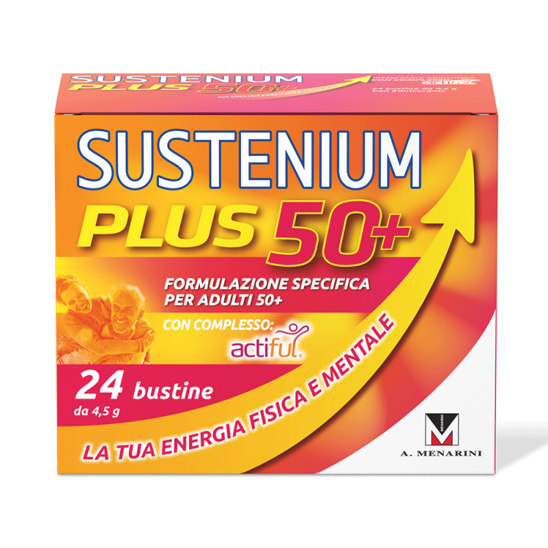 Sustenium Plus 50+ - Integratore alimentare energizzante per over 50 - 24 bustine