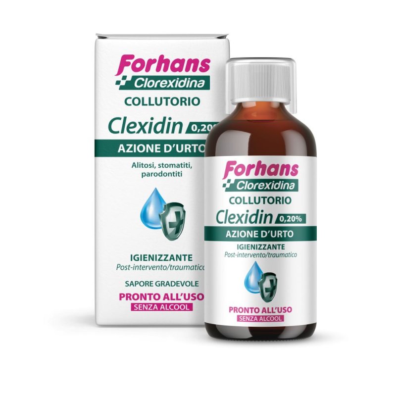 Forhans Clexidin Collutorio con Clorexidina 0,20% senza alcool - Ad azione urto - 200 ml