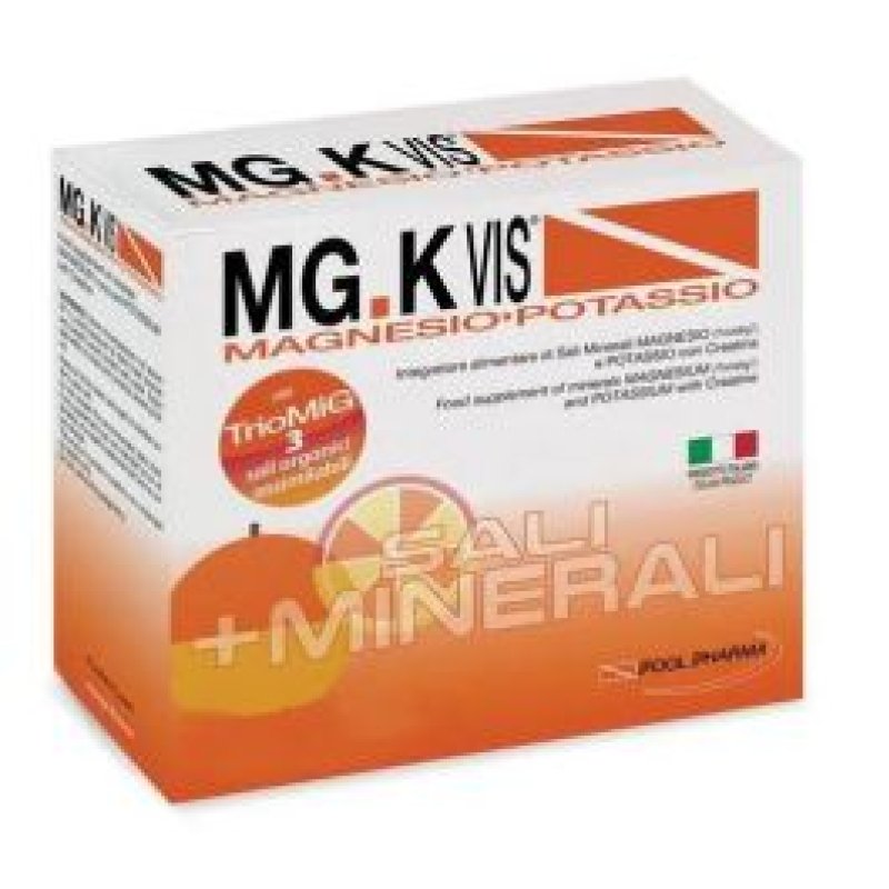 Mgk Vis Magnesio Potassio - Integratore alimentare per stanchezza fisica - Gusto arancia - 45 bustine