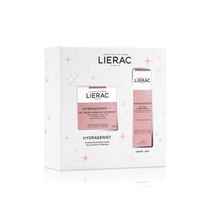 Lierac Cofanetto di Natale Hydragenist Mat - Crema gel mat idratante 50 ml + Contorno occhi levigante 15 ml