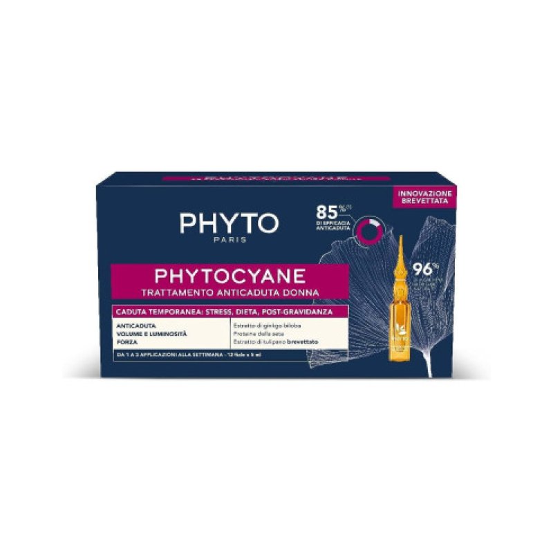 Phyto Phytocyane Kit Donna - Fiale caduta temporanea + shampoo rivitalizzante - 12 fiale - 1 mese di trattamento