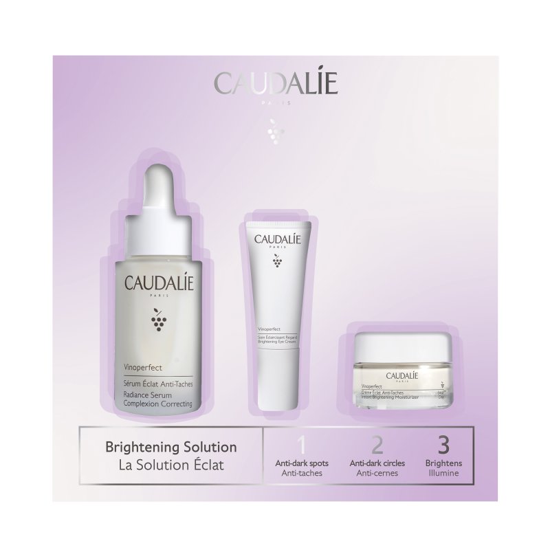 Caudalie Cofanetto Vinoperfect 1,2,3 - Siero antimacchie + Crema notte glicolica + Contorno occhi illuminante