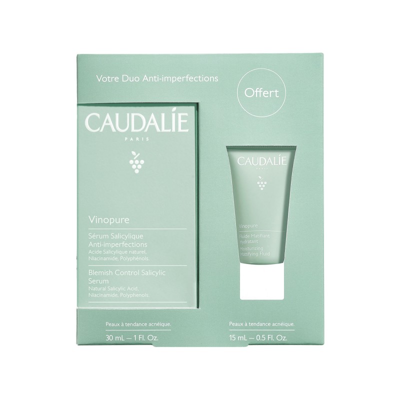 Caudalie Vinopure Cofanetto Anti-imperfezioni - Siero 30 mL + Fluido idratante effetto mat 15 mL - 2023