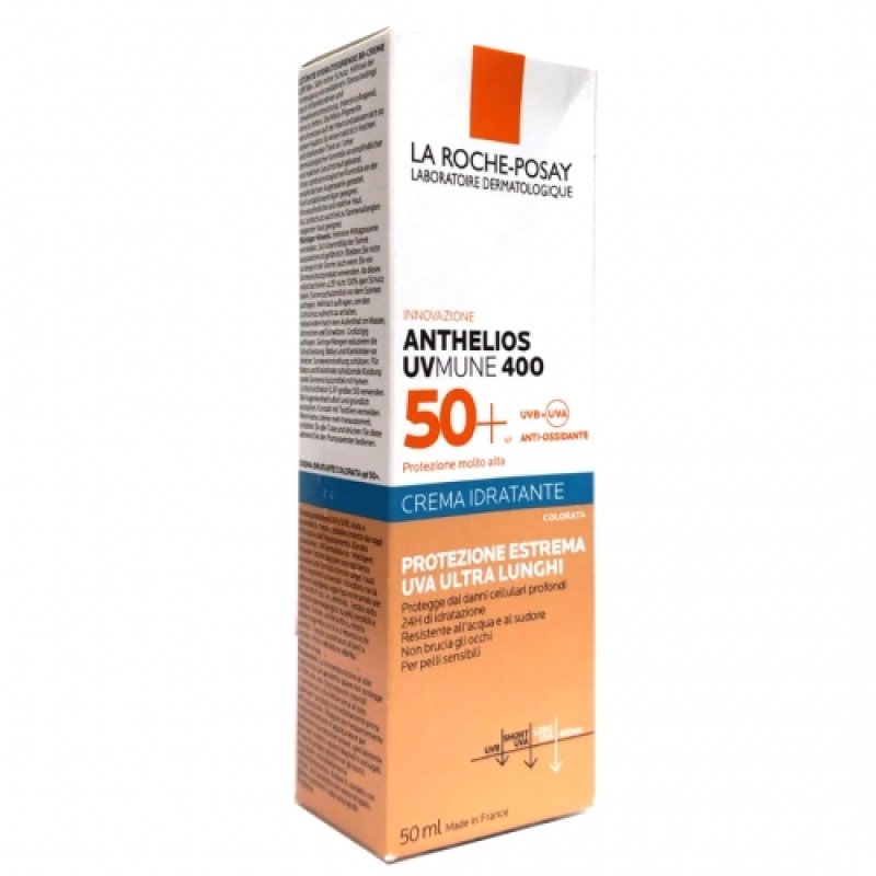 Anthelios UVmune 400 Crema Idratante SPF50+ Colorata - Protezione solare molto alta per il viso - 50 ml