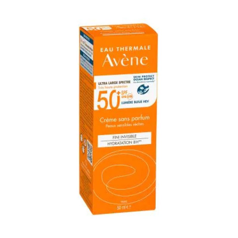 Avene Solare Crema SPF50+ Senza Profumo - Crema solare viso effetto invisibile per pelle sensibile - 50 ml