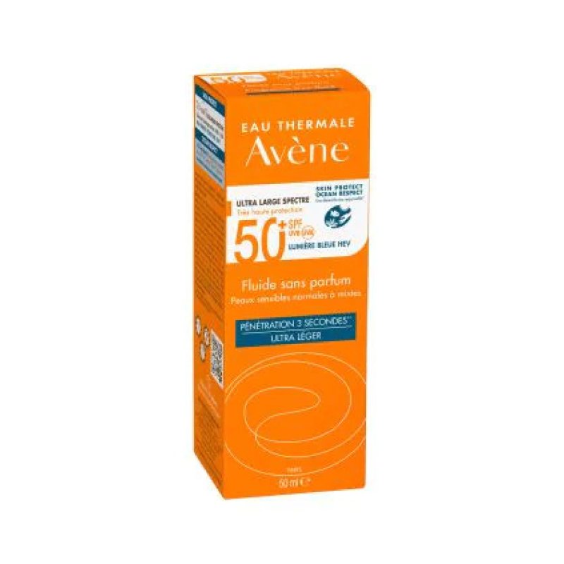 Avene Solare Fluido SPF50+ Senza profumo - Fluido solare viso ultra leggero per pelle sensibile - 50 ml