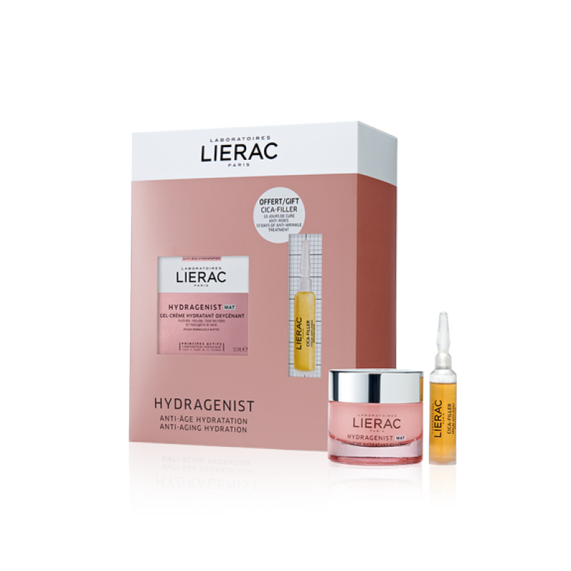 Lierac Bundle Hydragenist Mat Gel-Crema 50 ml + Cica-Filler siero antirughe 10 ml - Cofanetto riparatore antirughe 