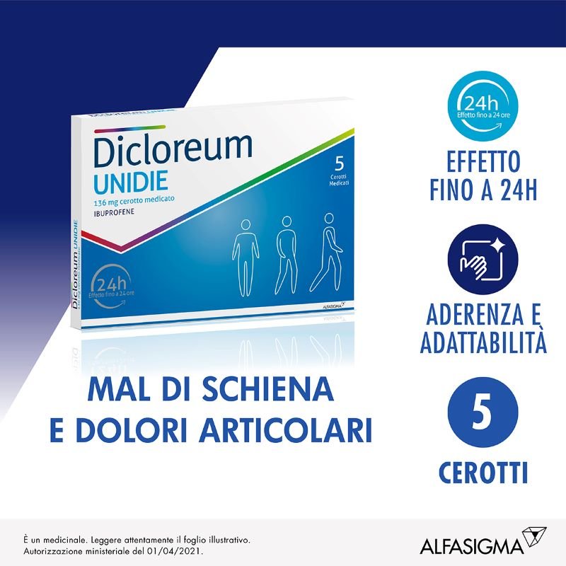 Dicloreum Unidie 5 Cerotti Medicati 136 mg