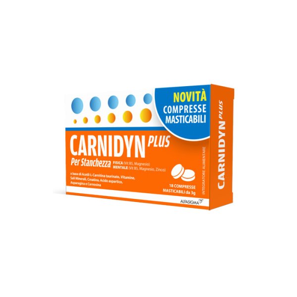 Carnidyn Plus - Integratore per stanchezza ed affaticamento - 18 Compresse Masticabili