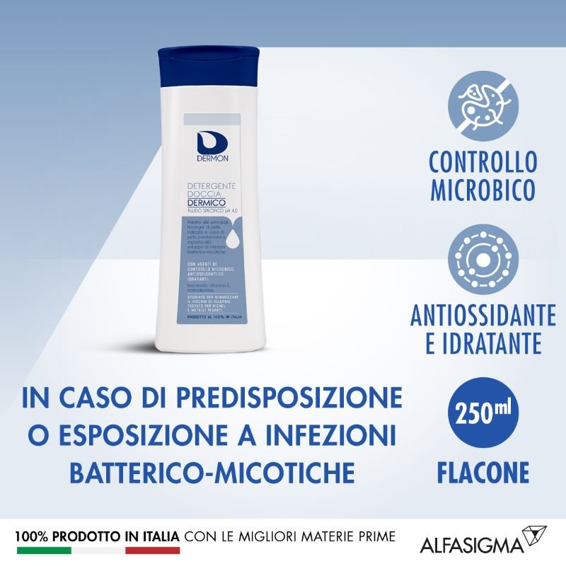 Dermon Detergente Doccia Dermico - Docciaschiuma antibatterico ed antimicotico - 250 ml