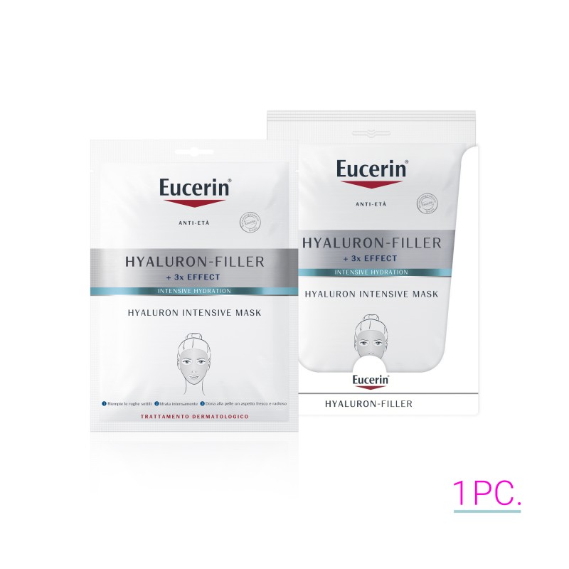 Eucerin Hyaluron Filler + 3X Effect Maschera Intensiva Antirughe - Maschera viso in tessuto per rughe sottili - 1 pezzo