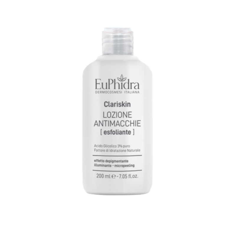 Euphidra Clariskin Lozione Antimacchie Esfoliante Viso - Lozione tonica illuminante e depigmentante - 200 ml