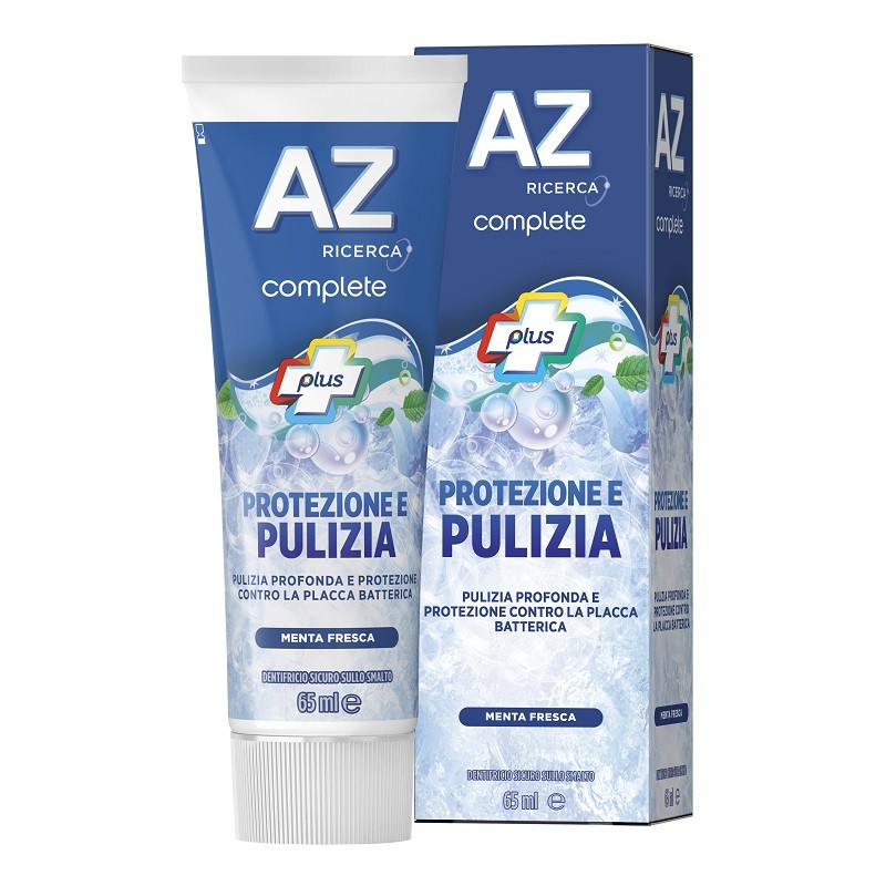 AZ Complete Plus Dentifricio Protezione e Pulizia - Dentifricio protettivo antiplacca e sbiancante - Gusto menta fresca - 65 ml