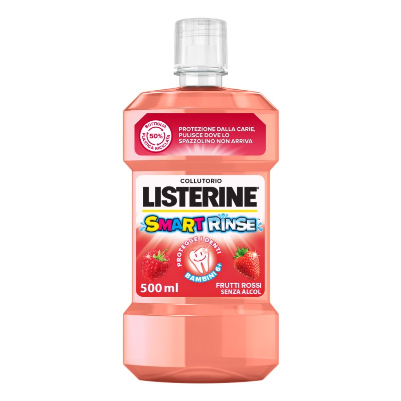 Listerine Smart Rinse Collutorio Bambini - Senza alcol formulato per bambini dai 6 anni - Gusto frutti rossi - 500 ml