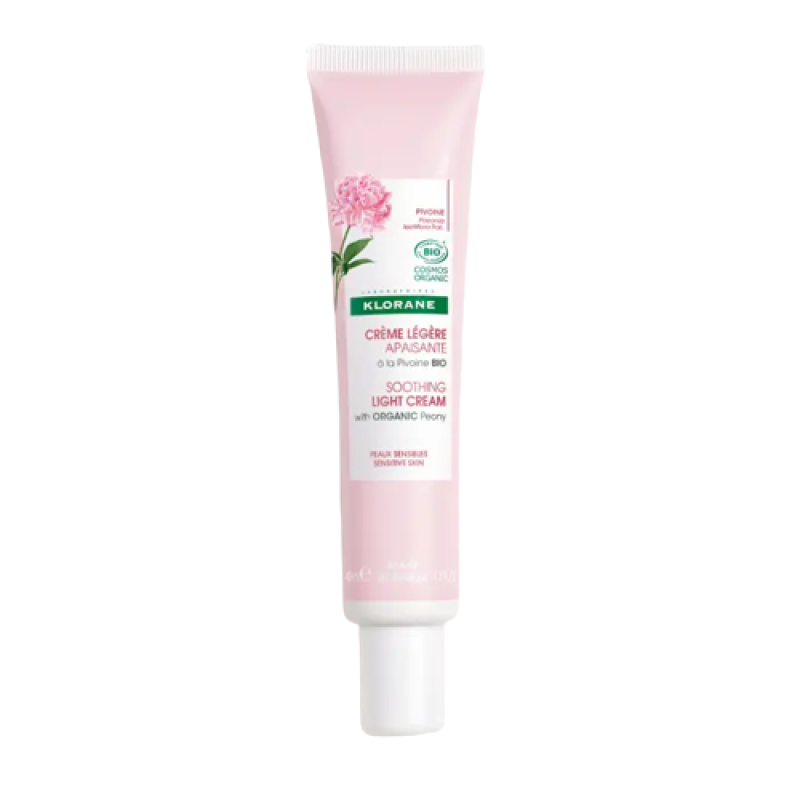 Klorane Crema Leggera Lenitiva Alla Peonia Bio - Crema viso idratante per pelle sensibile - 40 ml