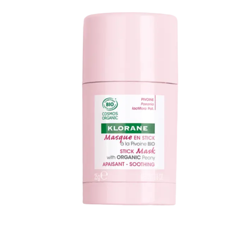 Klorane Maschera in Stick Lenitiva alla Peonia Bio - Maschera viso per pelle secca e sensibile - 25 g