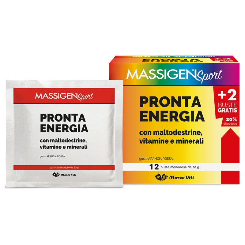 Massigen Sport Pronta Energia - Integratore con maltodestrine per il recupero delle energie - 12 buste