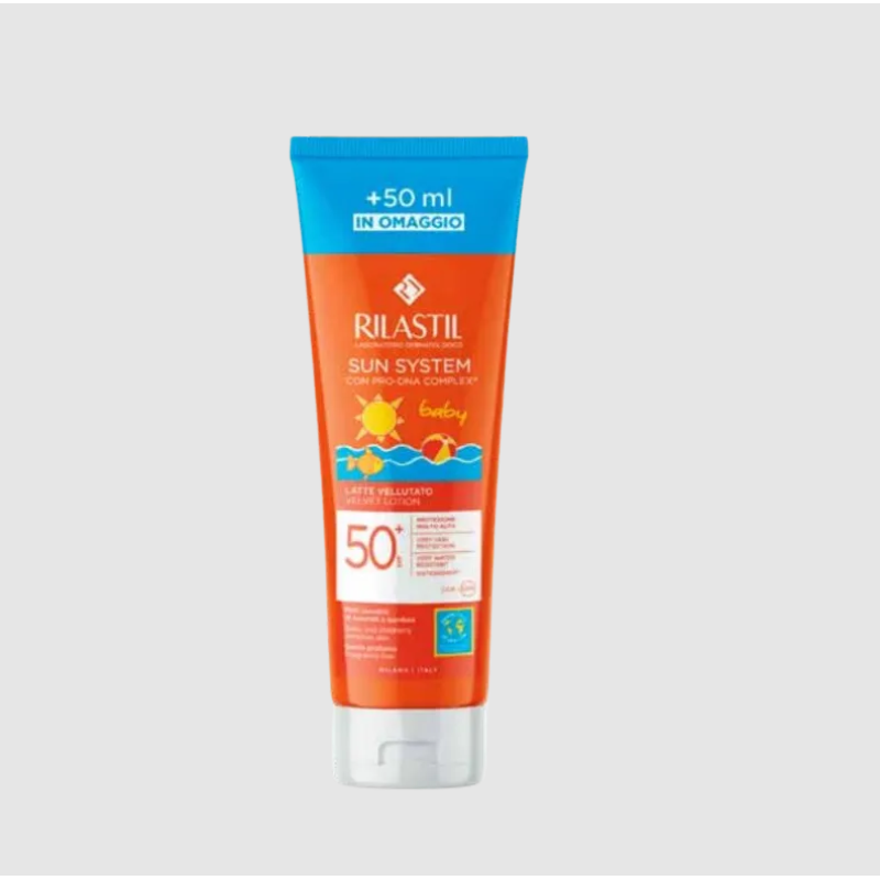 Rilastil Sun System Latte Vellutato Baby SPF50+ - Protezione solare molto alta per bambini - 250 ml