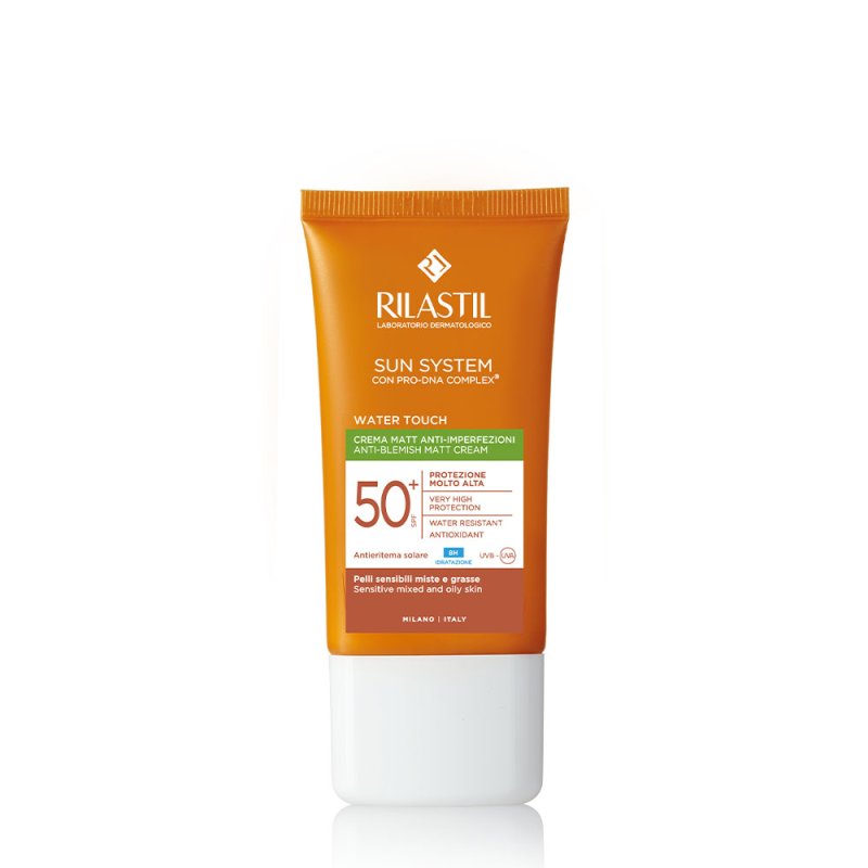 Rilastil Sun System Water Touch Matt SPF50+ - Crema anti imperfezioni con protezione solare molto alta - 50 ml