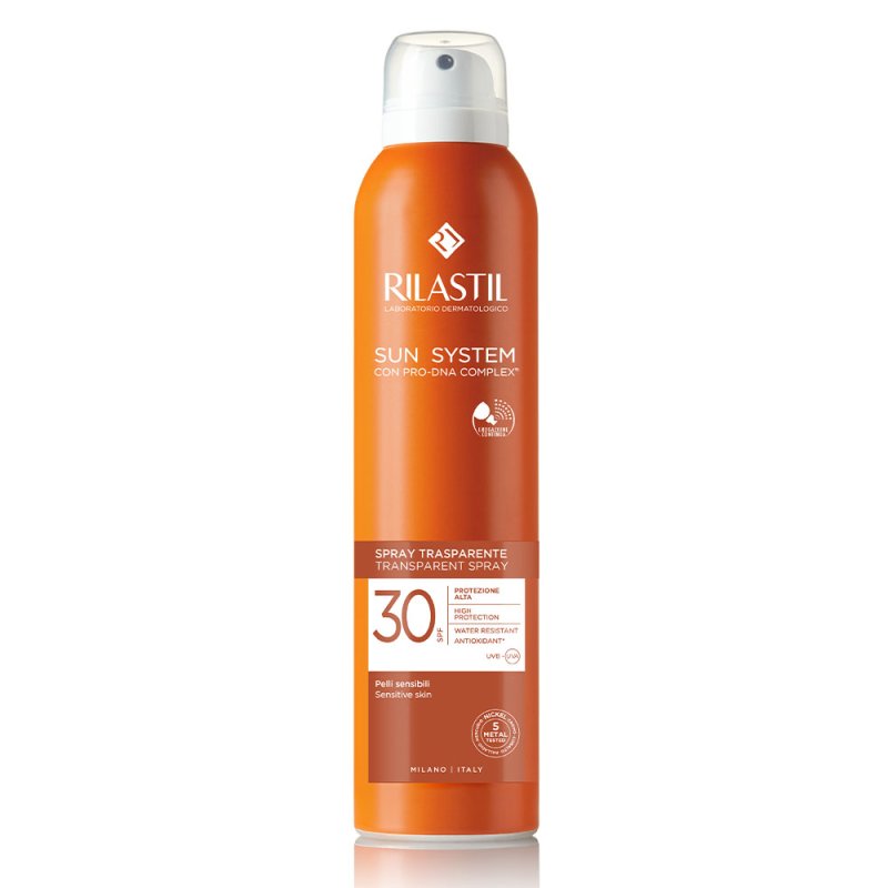 Rilastil Sun System Spray Trasparente SPF30 - Protezione solare media per il corpo - 200 ml