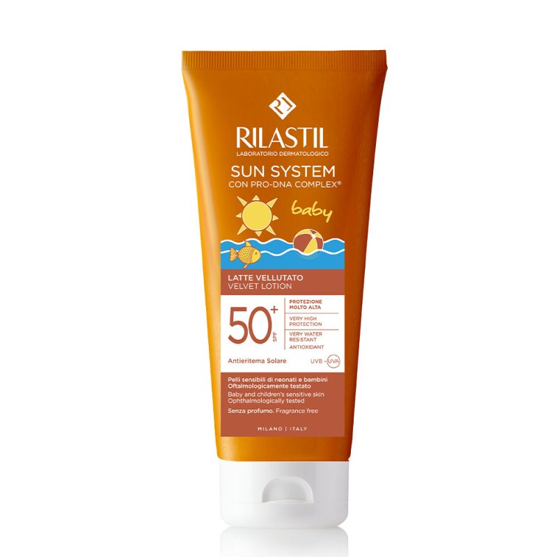 Rilastil Sun System Latte Vellutato Baby SPF50+ - Protezione solare molto alta per bambini - 200 ml