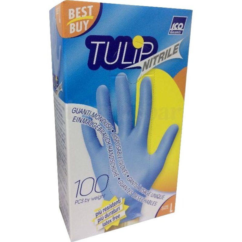 TULIP 100 GUANTI NITRILE BLU L