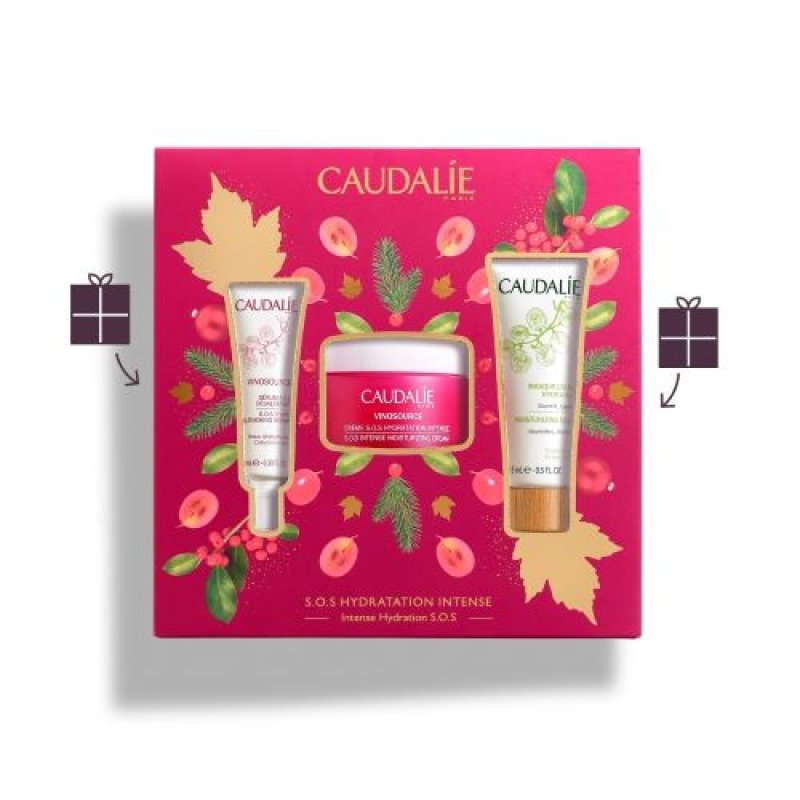 Caudalie Cofanetto Idratazione Intensa - Crema S.O.S. Idratazione Intensa 50 ml + Siero S.O.S. Dissetante 10 ml + Maschera Crema Idratante 15 ml