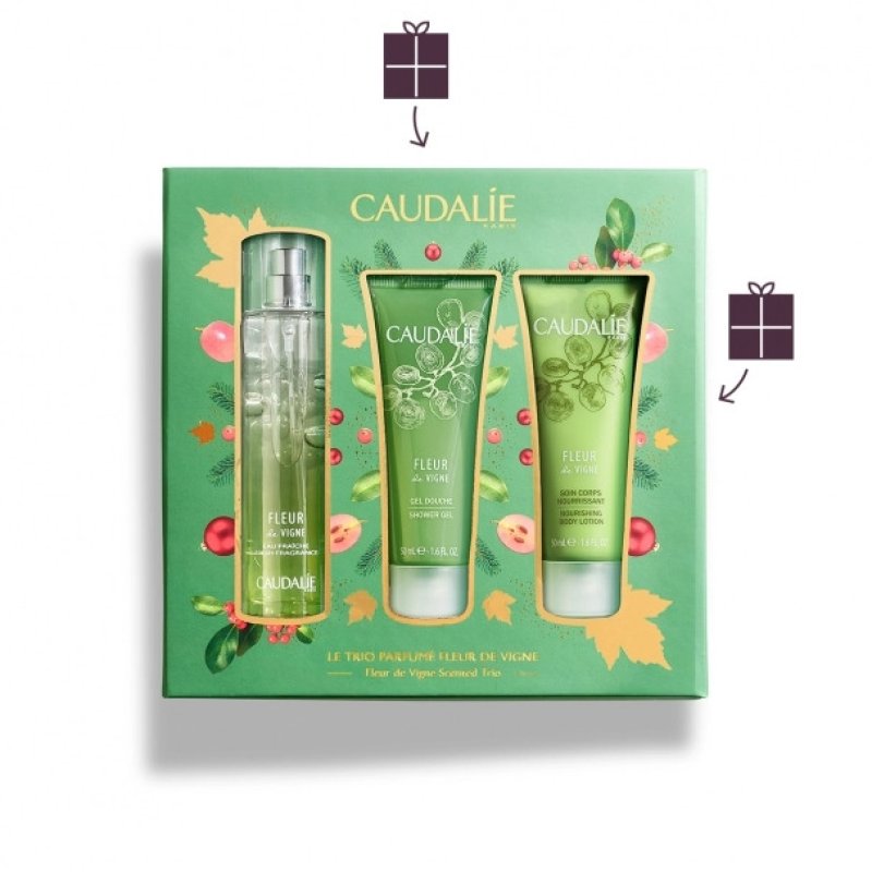 Caudalie Cofanetto Fleur De Vignes - Acqua Fresca Fleur De Vignes 50 ml + Trattamento Corpo 50 ml + Gel Doccia 50 ml 