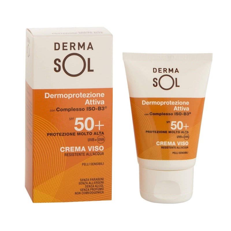 Dermasol Crema Viso SPF50+ - Protezione solare molto alta resistente all'acqua - 50 ml