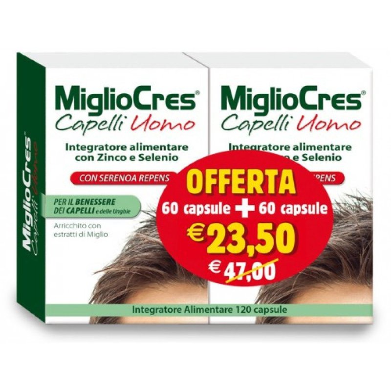 MiglioCres Integratore Anticaduta Capelli Uomo 120 capsule (60 + 60)