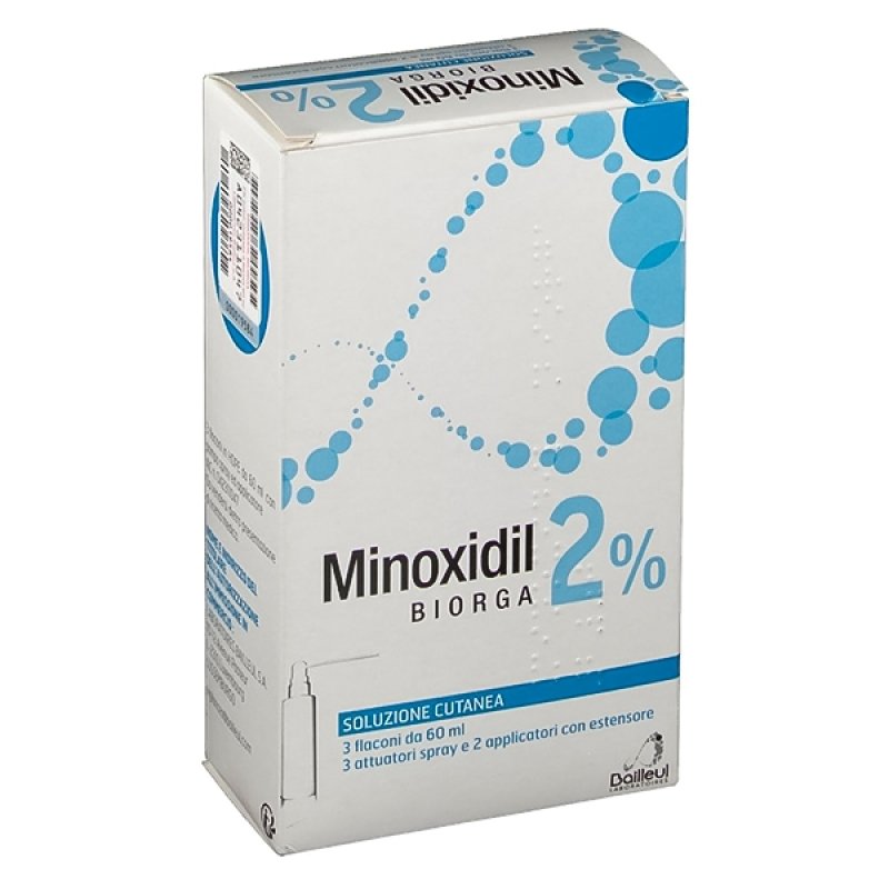 Minoxidil Biorga Soluzione Cutanea 2% 3 Flaconi da 60 ml