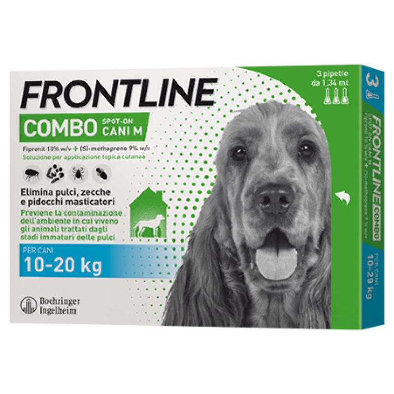 Frontline Combo Cani da 10 a 20 Kg - Pipette antiparassitarie - 3 Pipette monodose da 1,34 ml