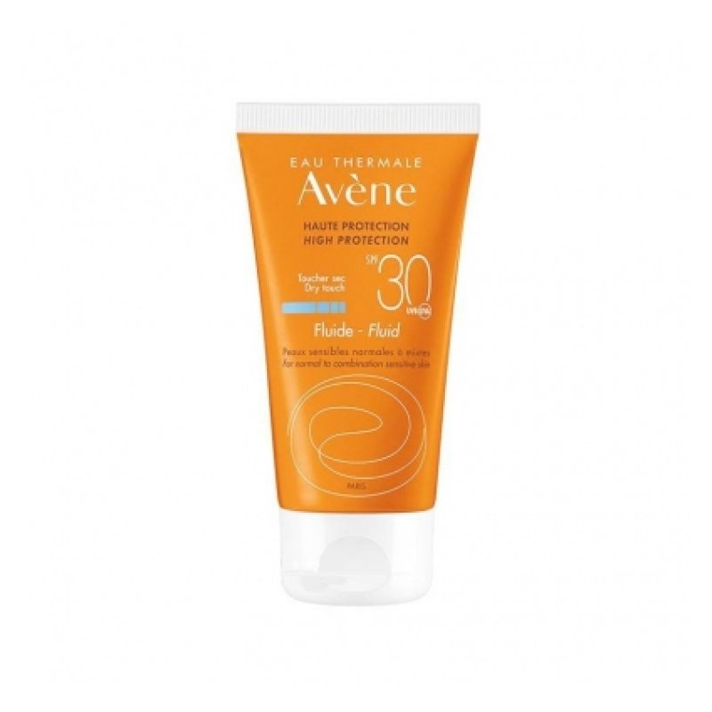 Avène Eau Thermale Fluido Protezione Solare SPF 30 - Tocco secco resistente all'acqua - 50 ml