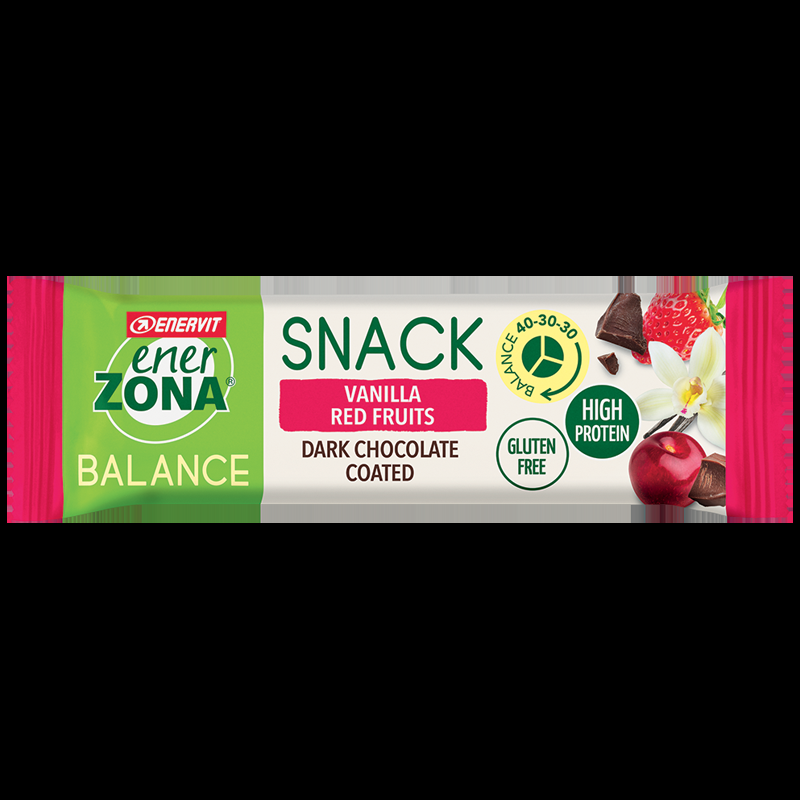 EnerZona Balance Snack Vanilla Red Fruits - Barretta ricca di proteine e fibre - Gusto vaniglia e frutti rossi - 33 g