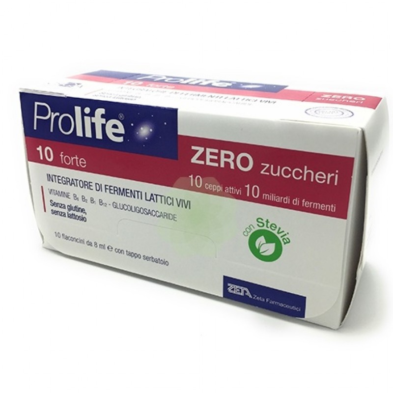 Prolife 10 Forte Zero Zuccheri - Integratore a base di fermenti lattici vivi - 10 flaconcini