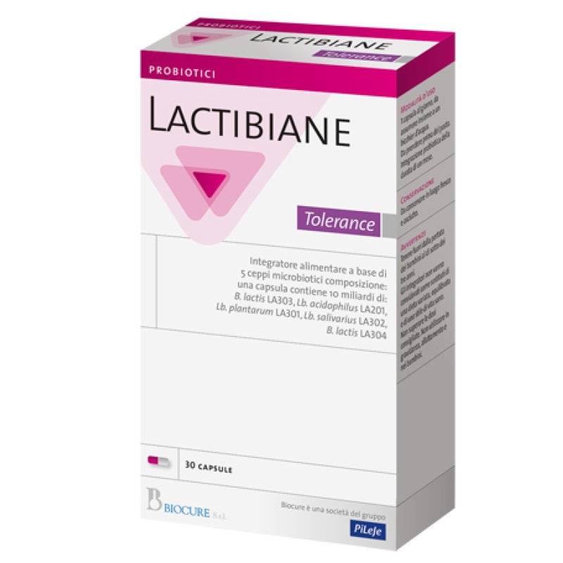 Lactibiane Tolerance - Integratore per l'equilibrio della flora batterica intestinale - 30 capsule