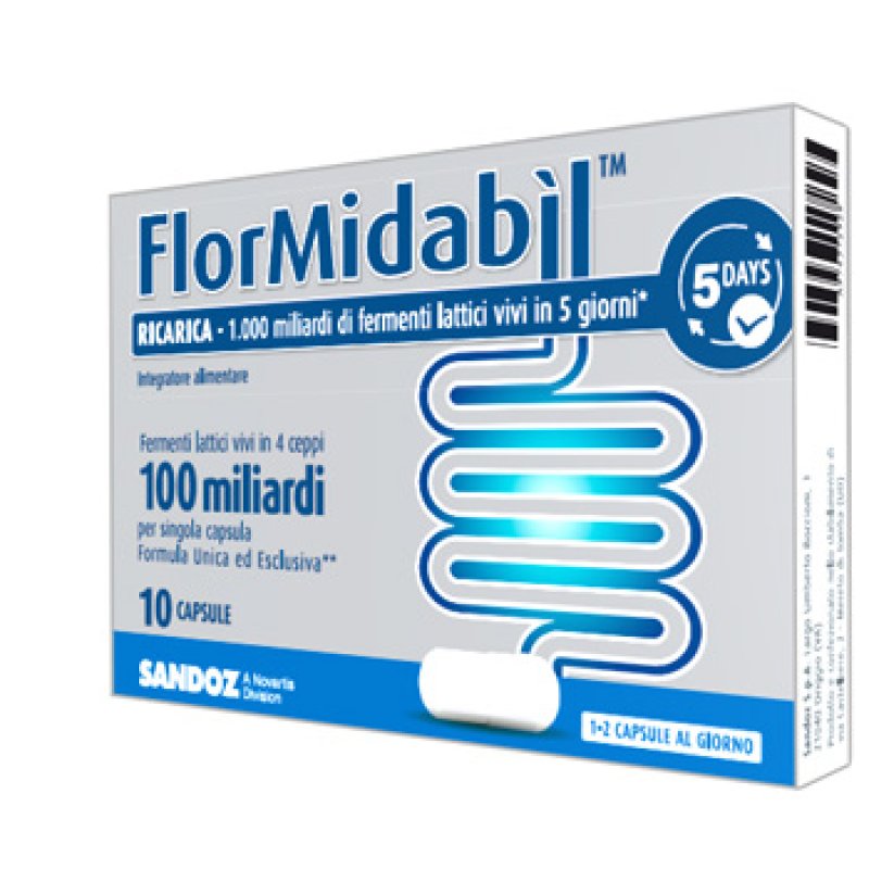 FlorMidabil Ricarica - Integratore alimentare a base di probiotici - 10 capsule