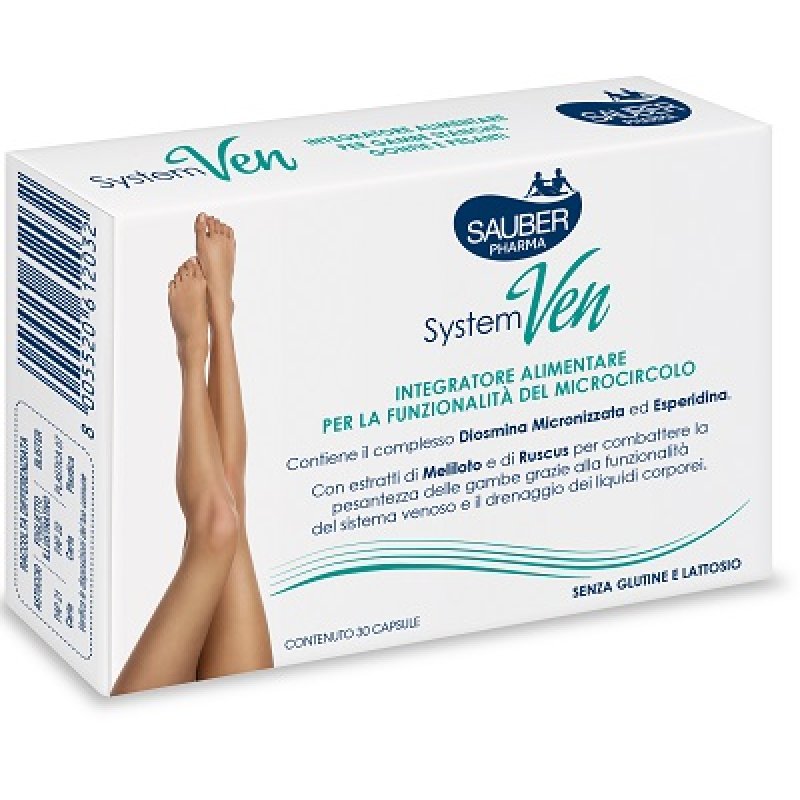 Sauber System Ven - Integratore alimentare per gambe stanche e pesanti - 30 capsule