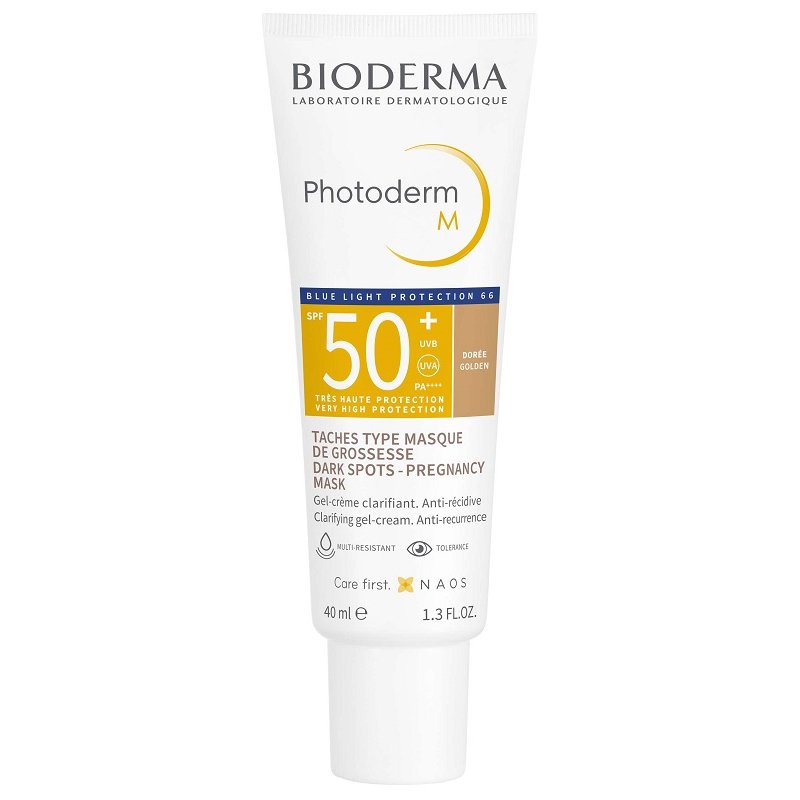 Bioderma Photoderm M Gel-Crema Solare Colorata Viso SPF50+ - Protezione solare per macchie scure sul viso - Tonalità dorata - 40 ml 