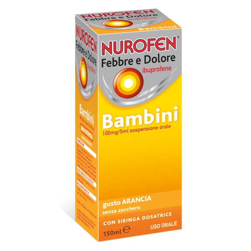 Nurofen Febbre Dolore Sciroppo 100mg/5ml Bambini Sospensione Orale Arancia 150 ml