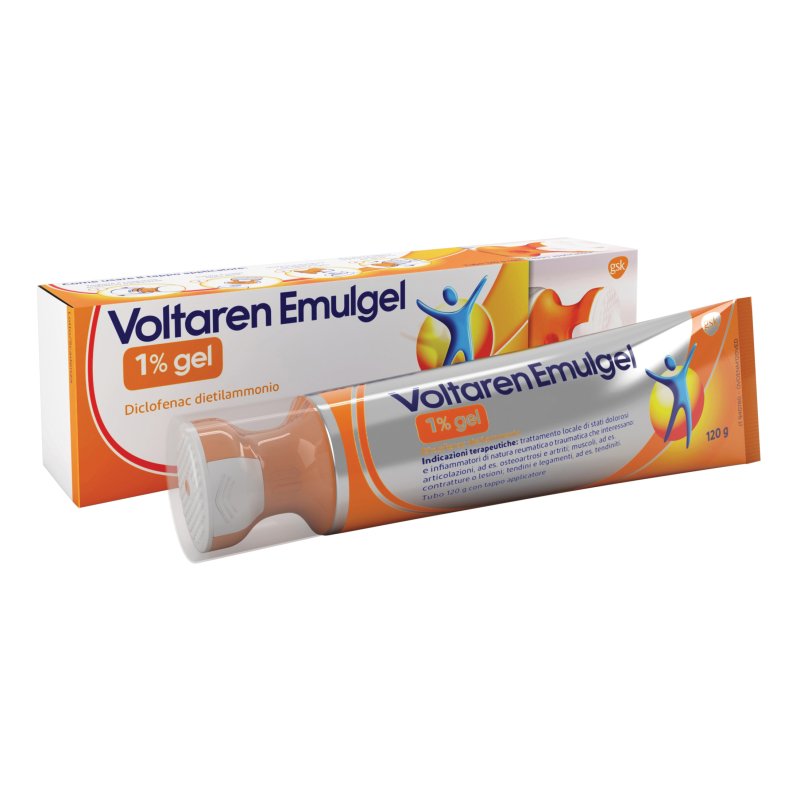 Voltaren Emulgel 1% con tappo applicatore - Gel antidolorifico per dolori muscolari e articolari - 120 g