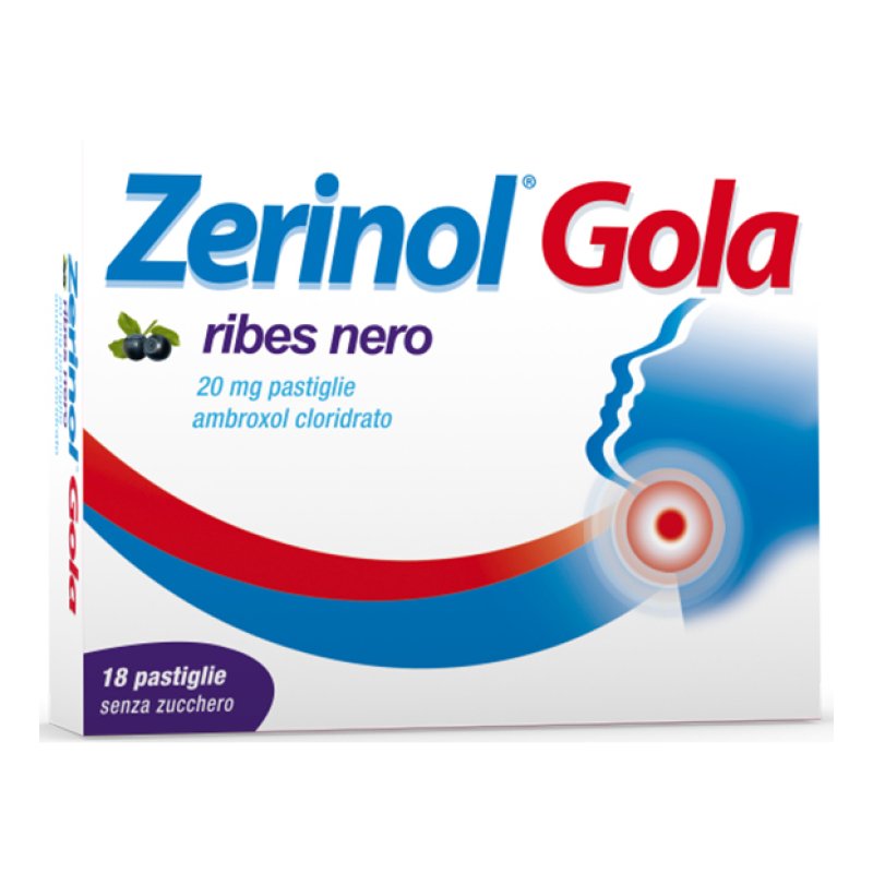 ZERINOL Gola 18 Pastiglie senza zucchero gusto Ribes