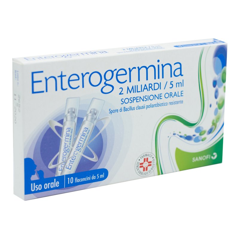 Enterogermina 2 Miliardi - Equilibrio della flora batterica intestinale - 10 flaconcini - 5 ml