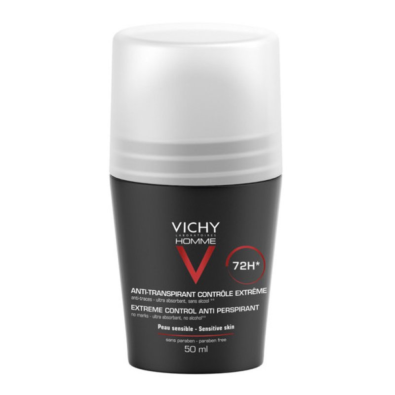 Vichy Deo Homme Linea Uomo Roll-On Deodorante Anti-Traspirante 72 ore 50 ml