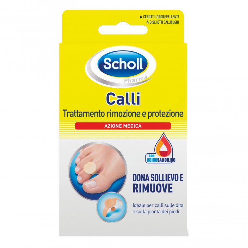 Scholl Cerotti Callifughi Trattamento Rimozione Calli (4 Cerotti+4 Dischetti)