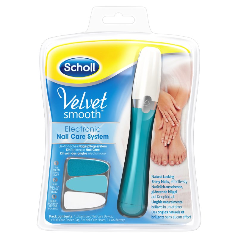 Scholl Linea Nail Care Velvet Smooth Kit Elettronico Levigante Unghie Mani e Piedi