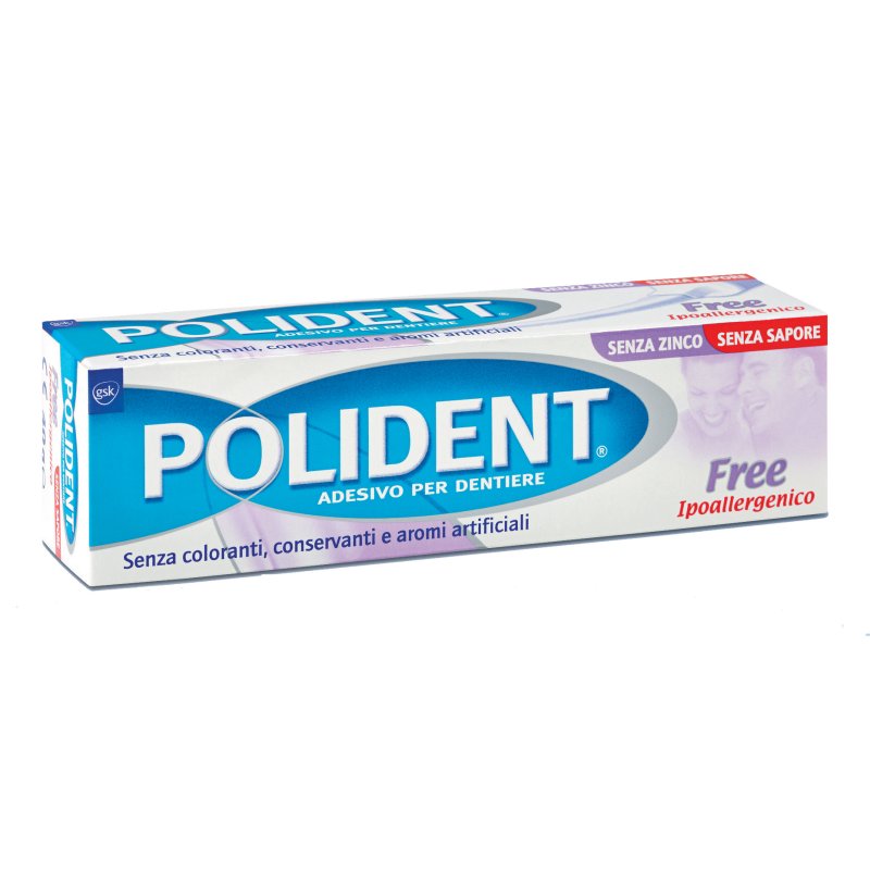 Polident Free Adesivo per Dentiere Ipoallergenico 40 g