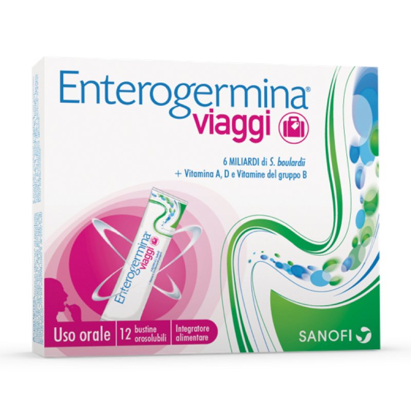 Enterogermina Viaggi - Integratore per l'equilibrio della flora batterica intestinale - 12 bustine orosolubili