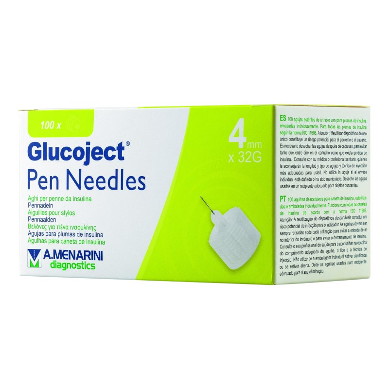 GLUCOJET Pen Needles Aghi per Penna da Insulina 32G 4mm 100 pezzi